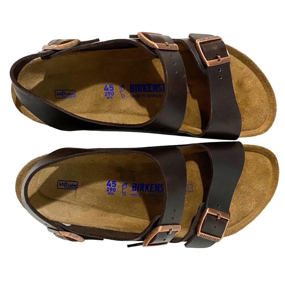 Birkenstock Black Two-Buckle Leather Sandals with Cork Footbed - Picture 6 of 8